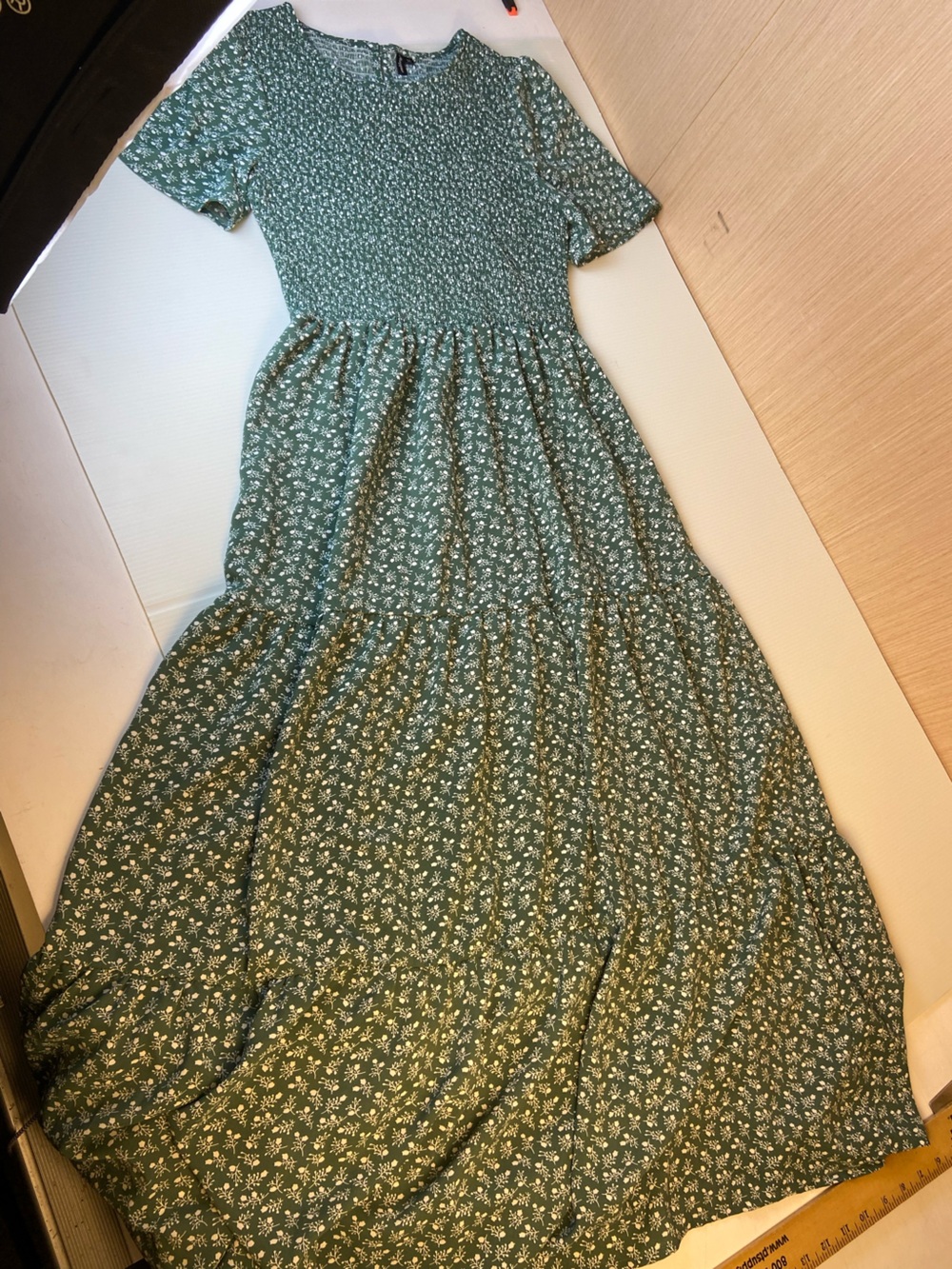Maggeer Sage Green Floral Smocked Maxi Dress Cottagecore M